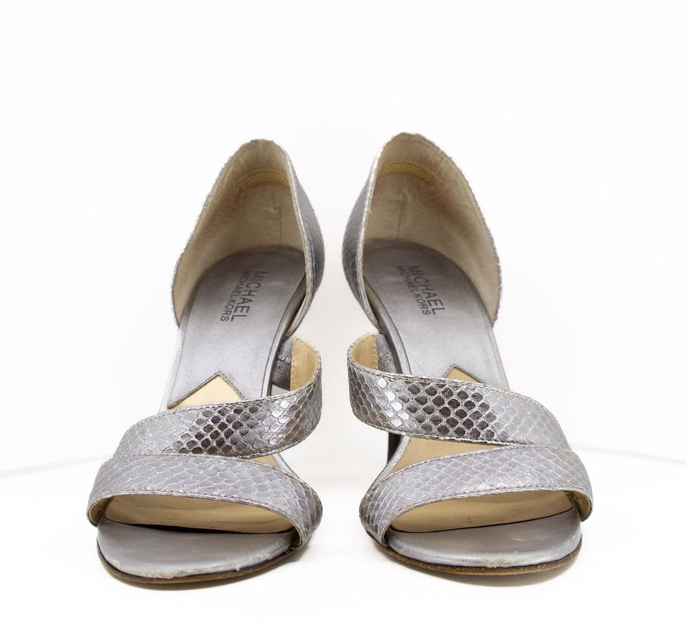 Lot 207: Michael Kors metallic heels womens fashion designer Sandals size 7.5 Size 7.5