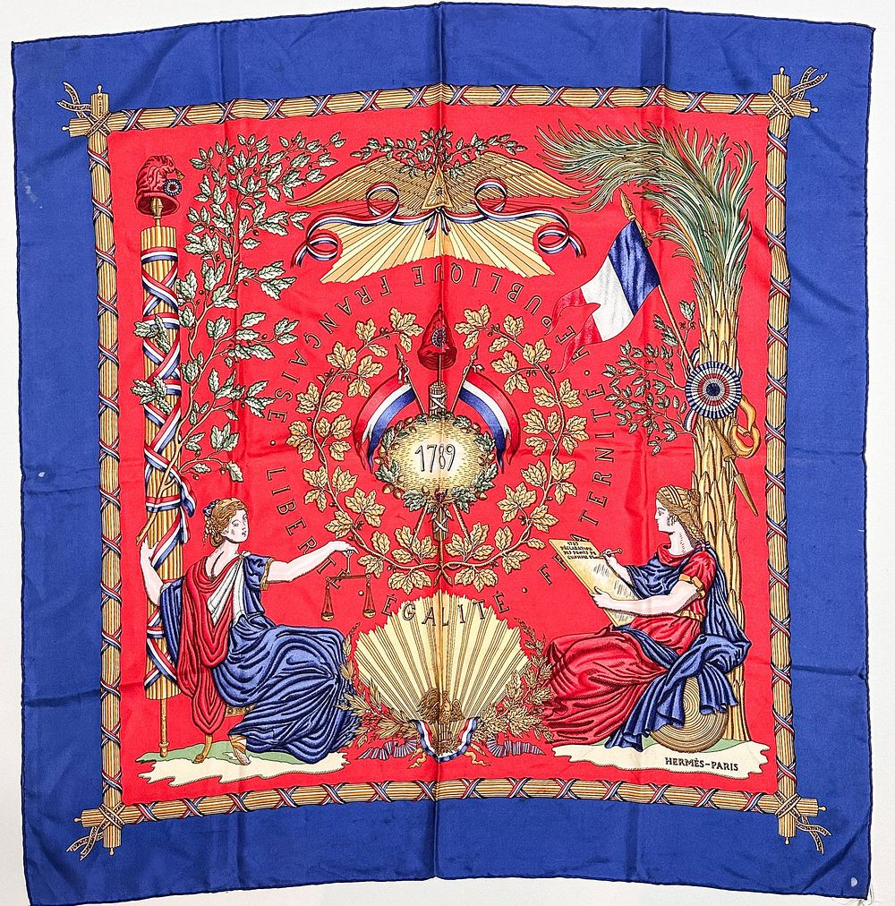 Lot 210: Vintage Hermes Designer Silk Scarf made in france 35" x 34"