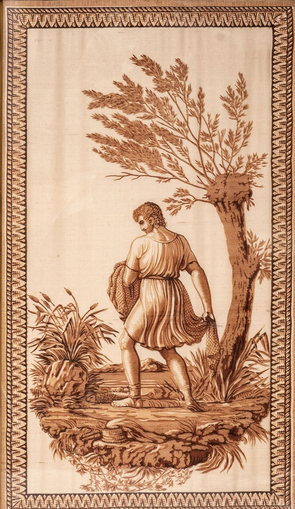 Lot 232: Framed large Silk Panel by Scalamandre 27.5" x 43.5"