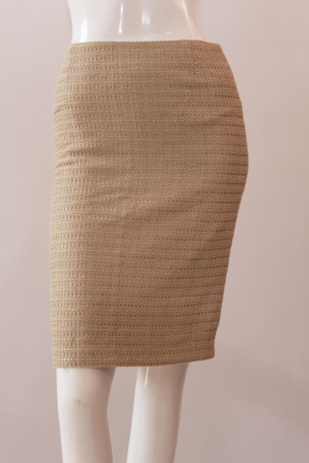 Lot 243: Escada Womens Designer Tan Cotton and Silk Blend Skirt : Size 34