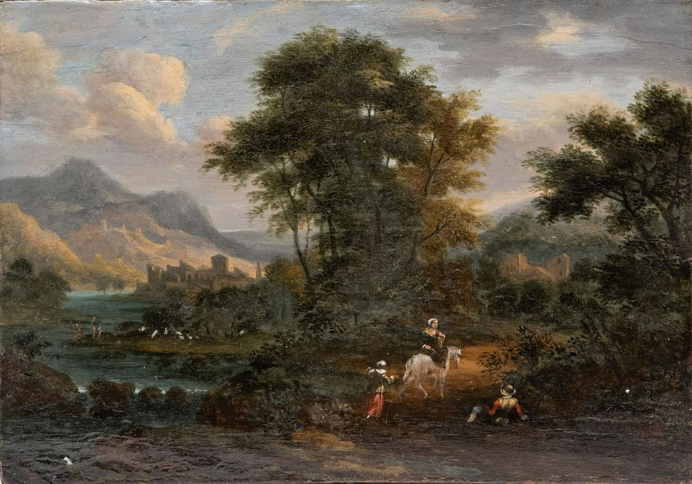 Lot 279: Herman van Swanevelt (Attrib) Small Landscape Oil on Panel Painting