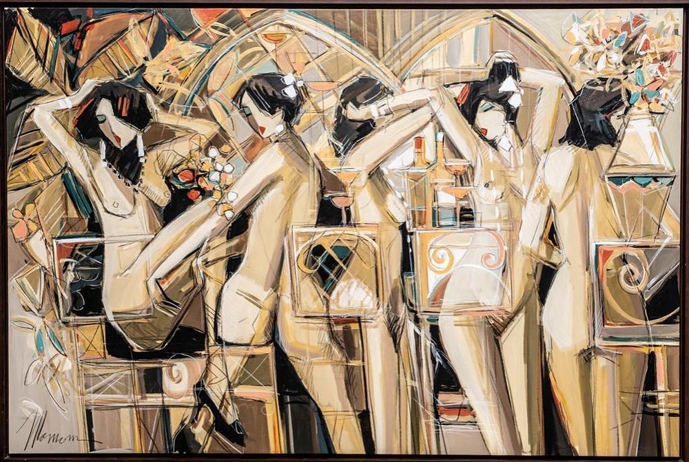 Lot 399: Signed Isaac Maimon, Large Scale Oil Painting on Canvas
