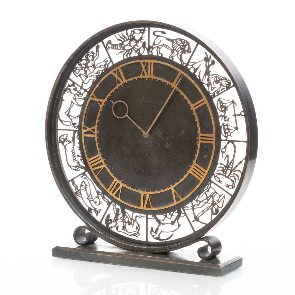Lot 166: Art Deco Turler Astronomical Zodiac Mantle clock