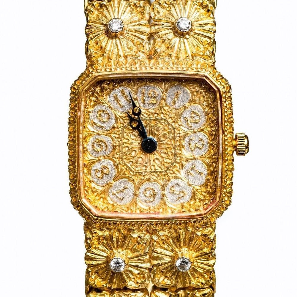 Lot 181: Buccellati Exceptional 18K Gold Diamond Wristwatch