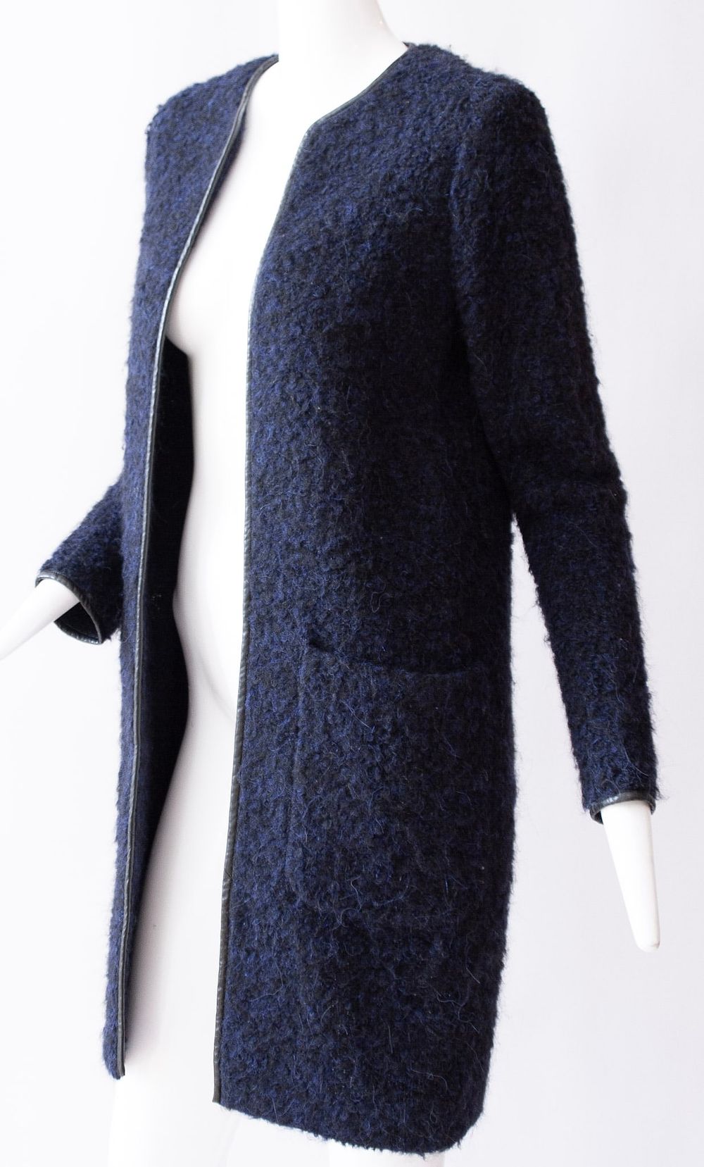 Lot 187: Monika Chiang Womens Fashion Designer Wool Navy Blue Duster Coat : Size XS