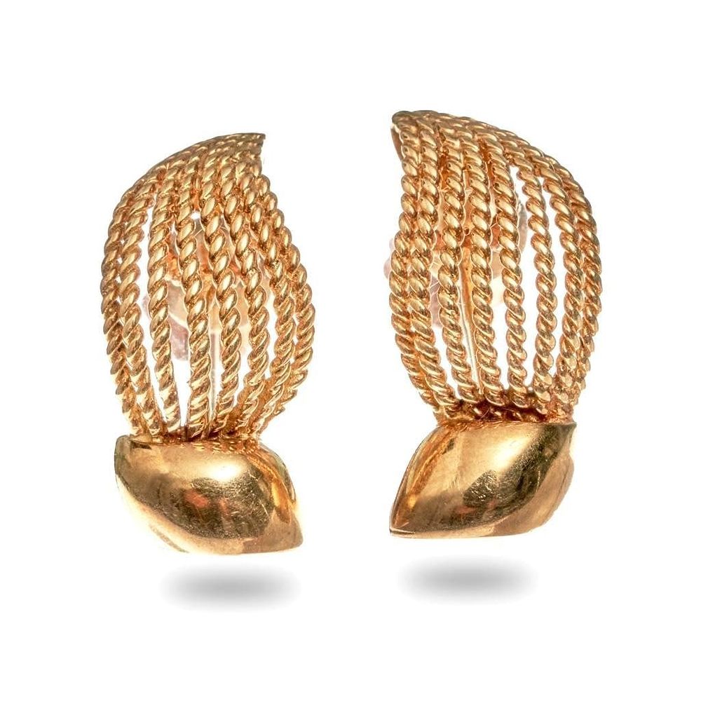 Lot 215: Tiffany & Co 14K Gold Signed Earrings.