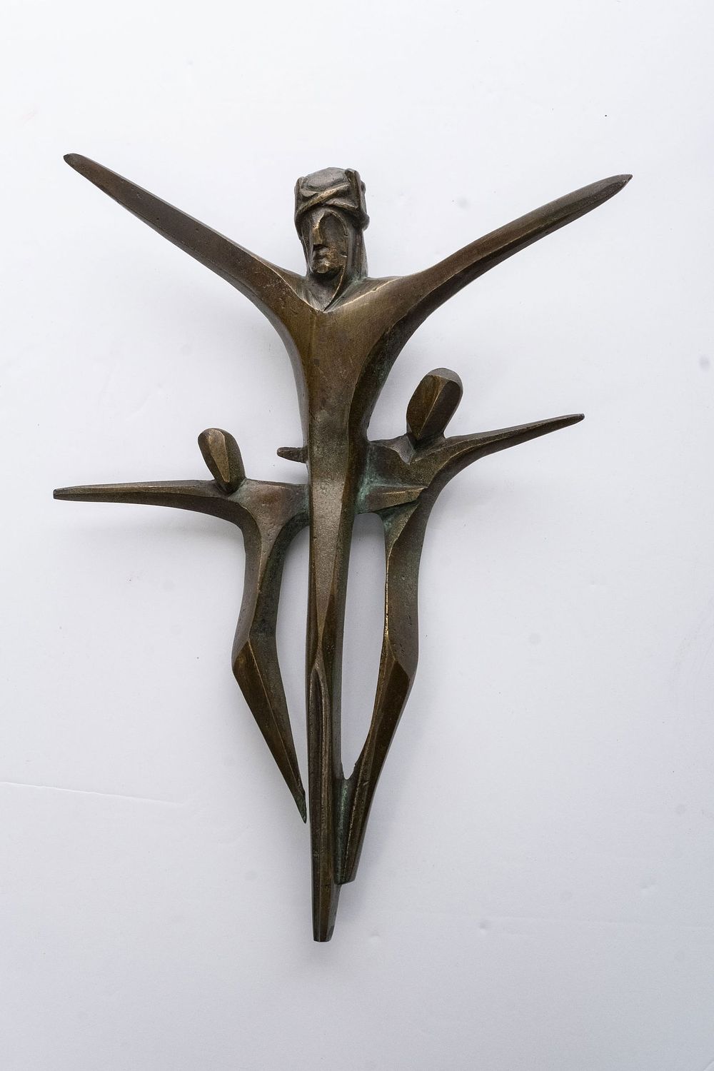 Lot 253: Bronze Mid Century Modern Brutalist Crucifix, Ireland circa 1960 13" ht