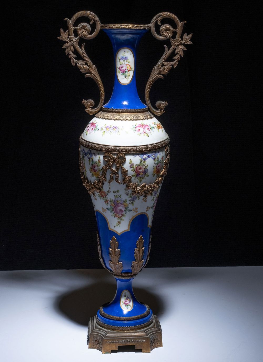 Lot 255: Sevres Tall Signed Antique Porcelain & Bronze Urn