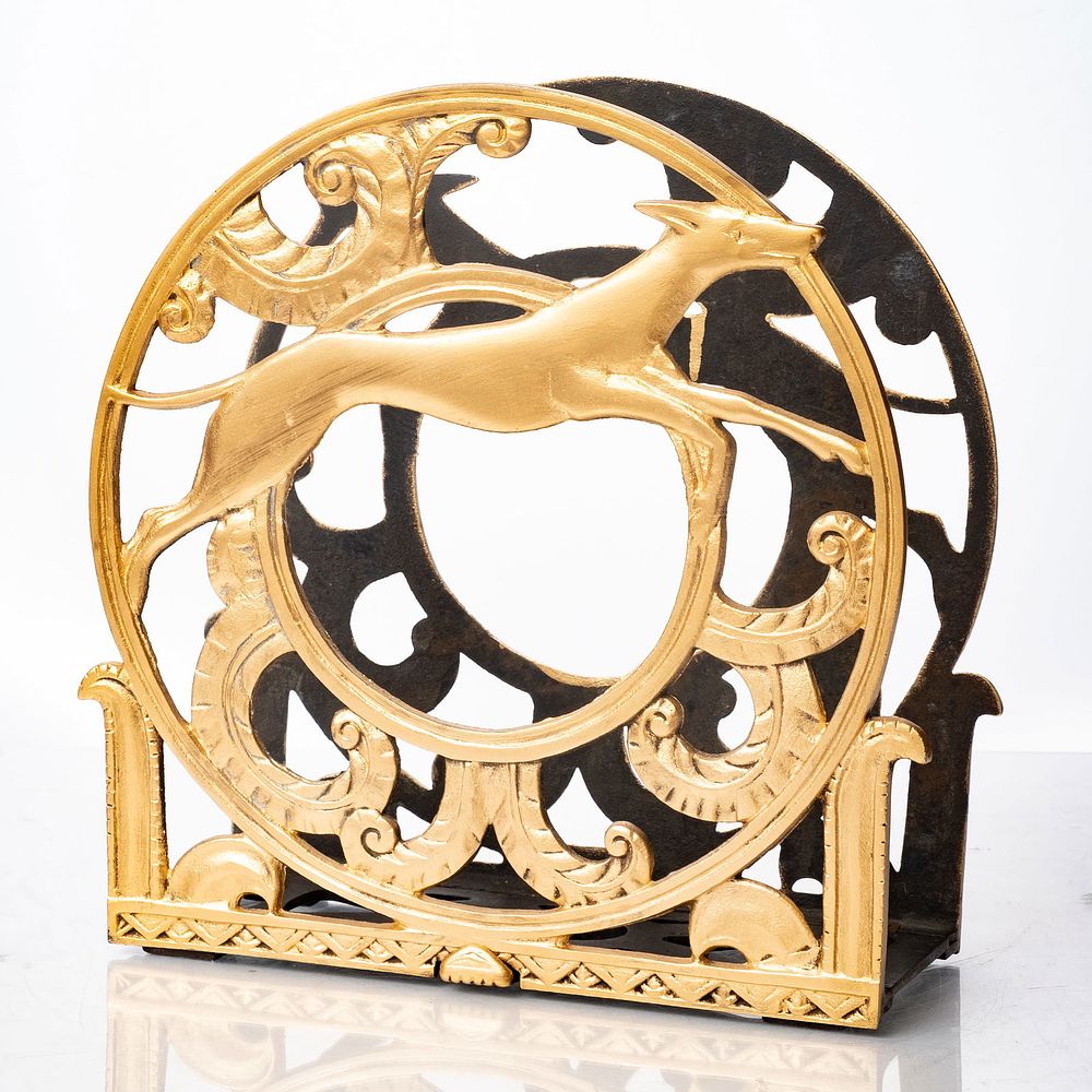 Lot 257: 1930's Cast Art Deco Grey hound magazine rack