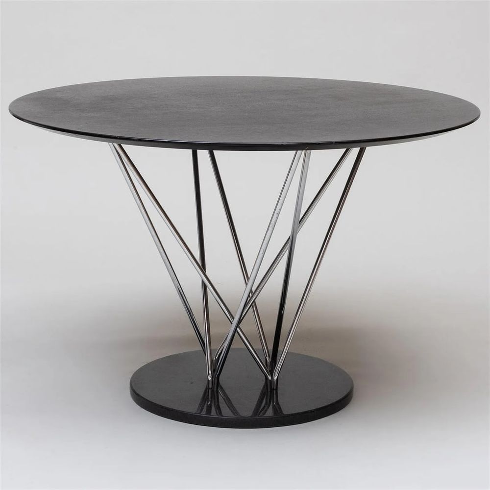 Lot 289: Noguchi's Ebonized Wood, Chrome and Granite Cyclone' Style Dining