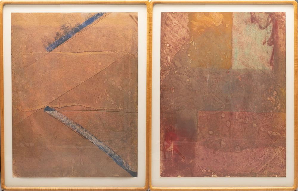 Lot 355: MYSTERY ARTIST Pair of large mixed media paintings on paper