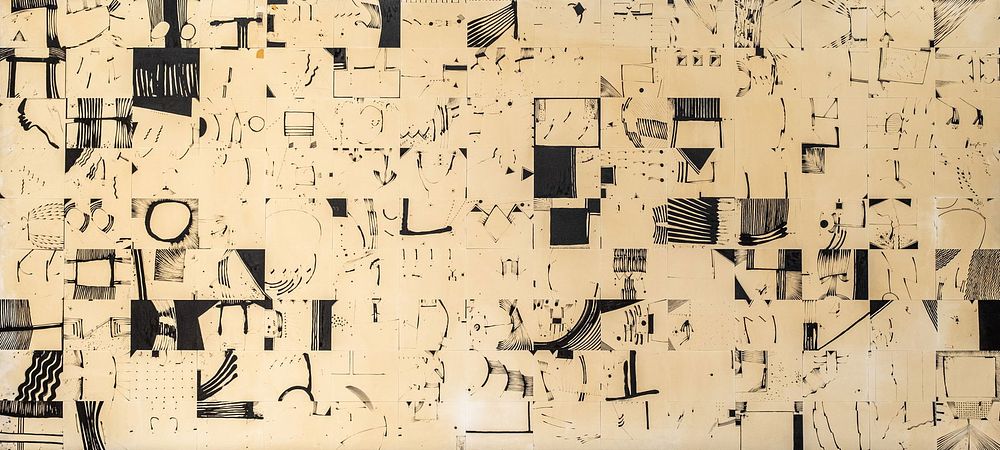 Lot 360: Mystery Artist Abstract Painting on Vinyl Tiles