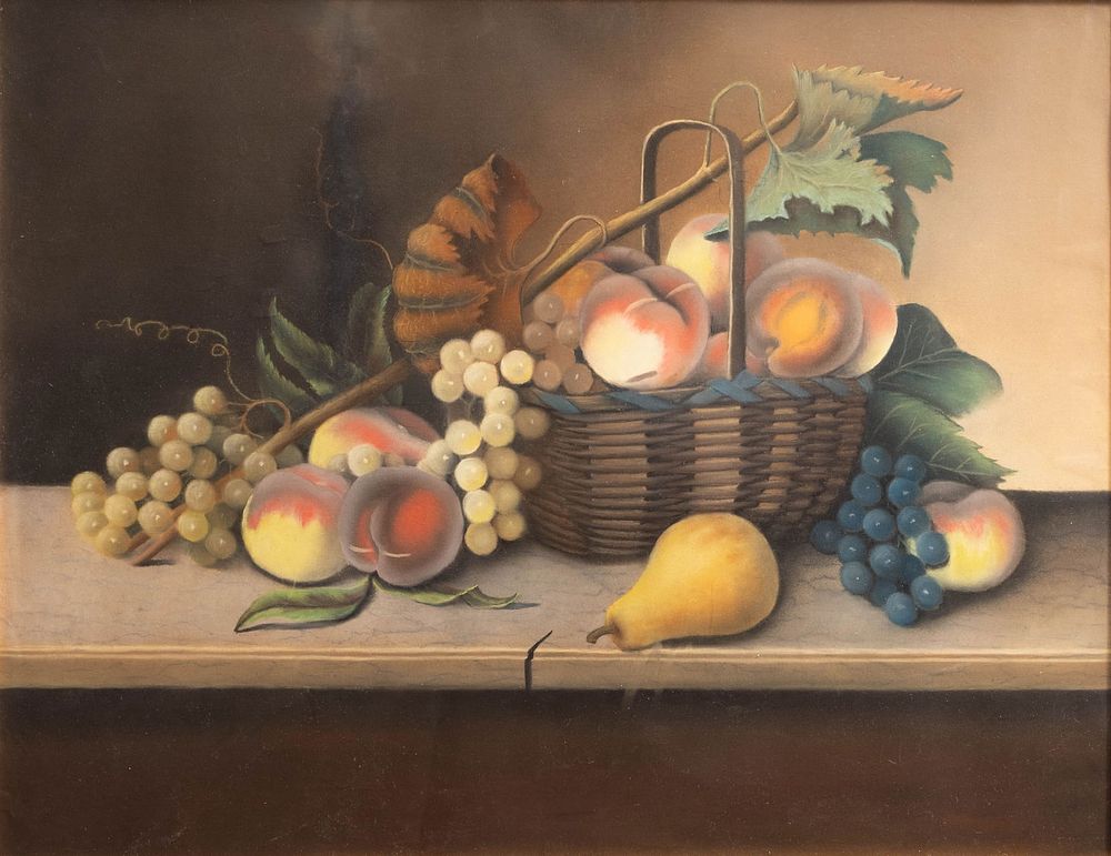 Lot 363: Mystery Artist Well Executed Antique Pastel Still Life in 19th century Frame: 23"H x 29"W Art: