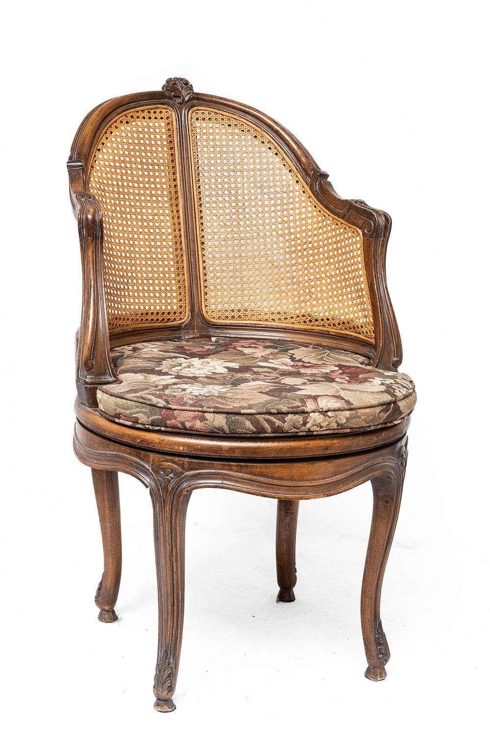 Lot 427: Vintage French Country Swivel Seat Cane Back Chair