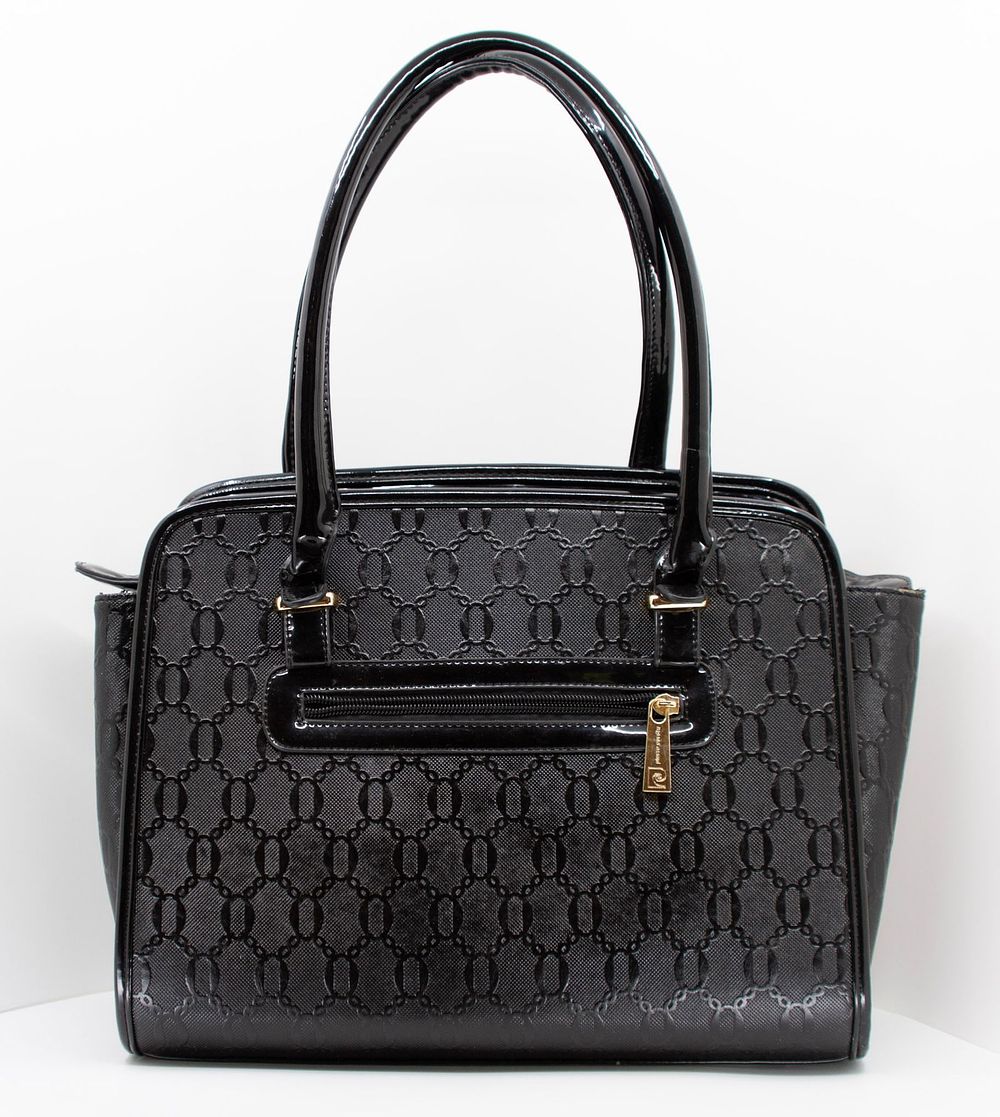 Lot 487: Pierre Cardin Black Shoulder Bag Embossed with Chain Print