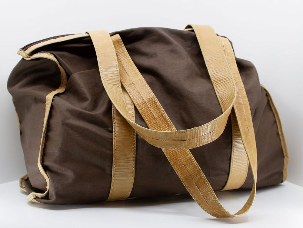 Lot 489: Canvas Overnight Bag, Tan and Brown