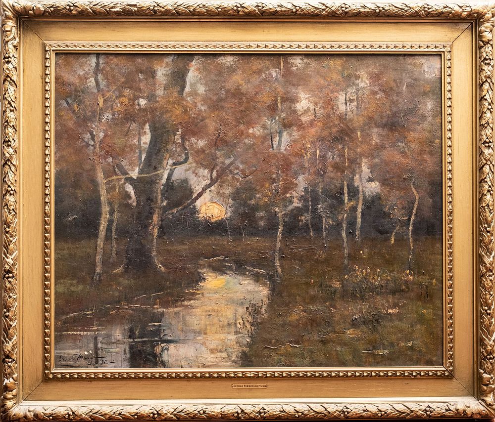 Lot 491: Signed George Frederick Munn Oil on Canvas Painting 1892 Frame: 35.25"H x 41.25"W x 3"D Visible: