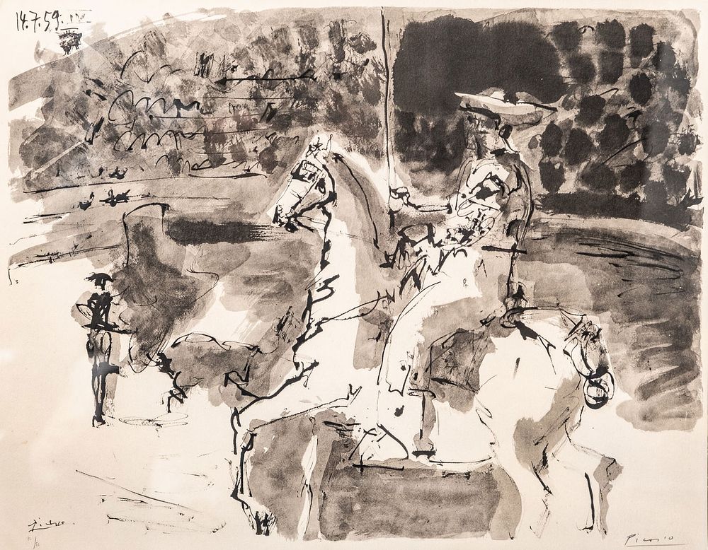 Lot 497: After Pablo Picasso ,Attrib signed in pencil Picasso "L'Entree du Picador"