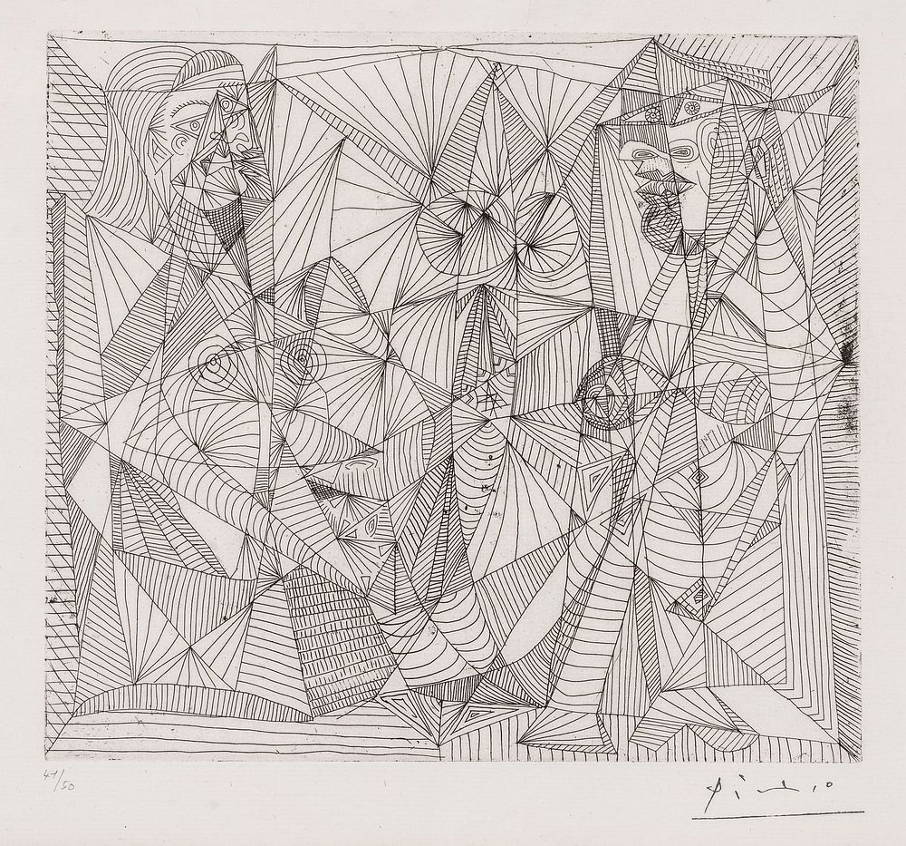 Lot 498: Pablo Picasso (after), etching, 1938, signed and from a small edition of 50 works "Deux Figures"