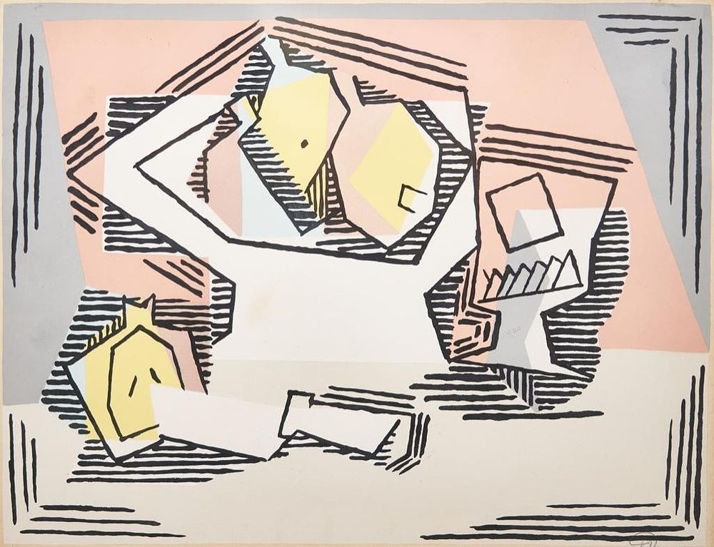 Lot 499: Pablo Picasso (After) signed in pencil Hand-Painted and embellished Stencil 1922. with good