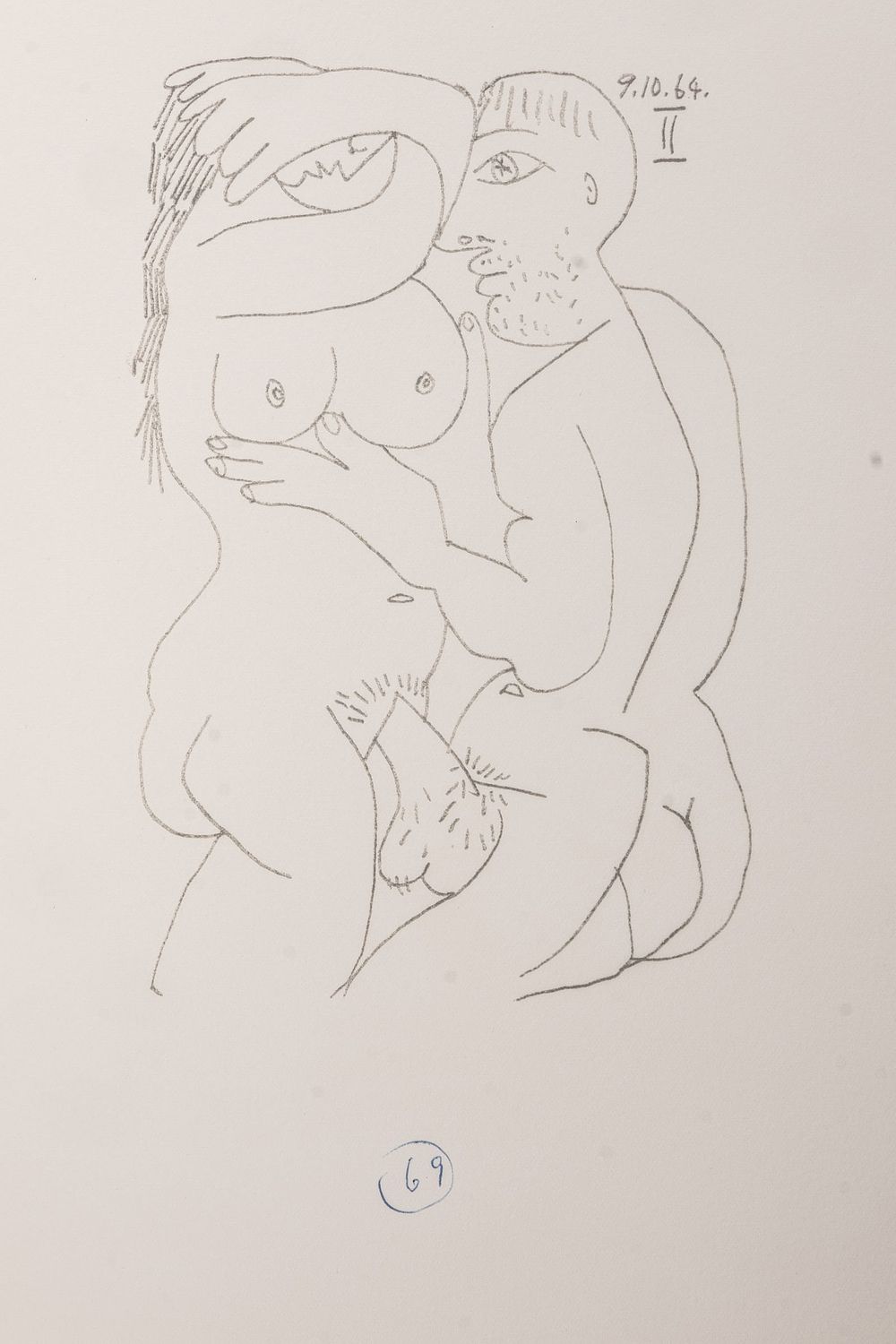 Lot 502: After Pablo Picasso, Erotic Lithograph Le Gout du Bonheur Series 9.10.64.II sheet is 12 3/4 x 9 3/4"