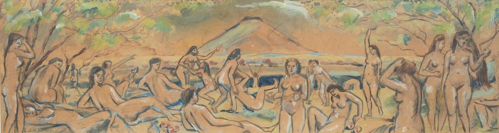 Lot 526: large important Achille-Emile Othon Friesz fauve oil and Gouache on Paper Painting Frame: 22.75"H x