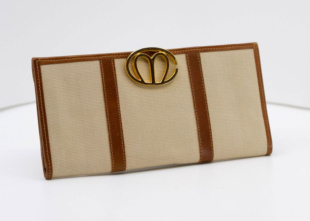 Lot 588: Mark Cross Vintage Leather and Canvas Wallet, Made in Italy
