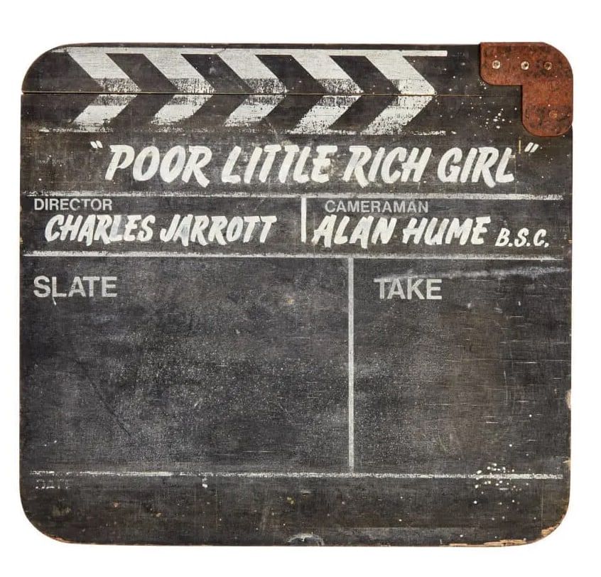 Lot 234: Directors CLAPPER BOARD for POOR LITTLE RICH GIRL - Hollywood film of THE BARBARA HUTTON STORY