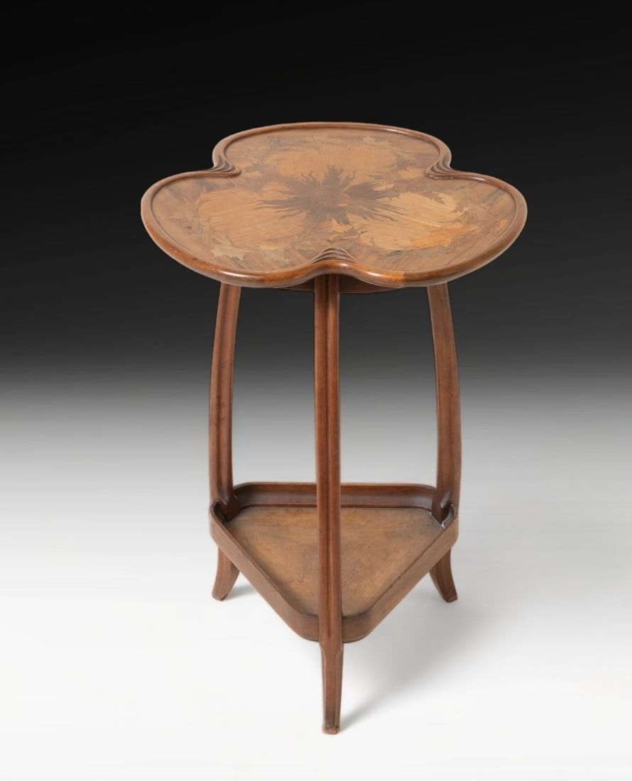 Lot 180: Majorelle or Gallé Art Nouveau Clover Leaf Tripod Stand Table