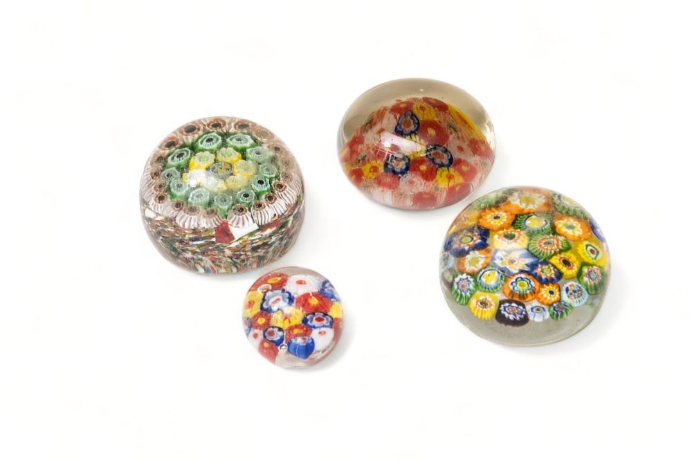 Lot 183: A Collection of Handblown Millefiori Paperweights (Set of 4)