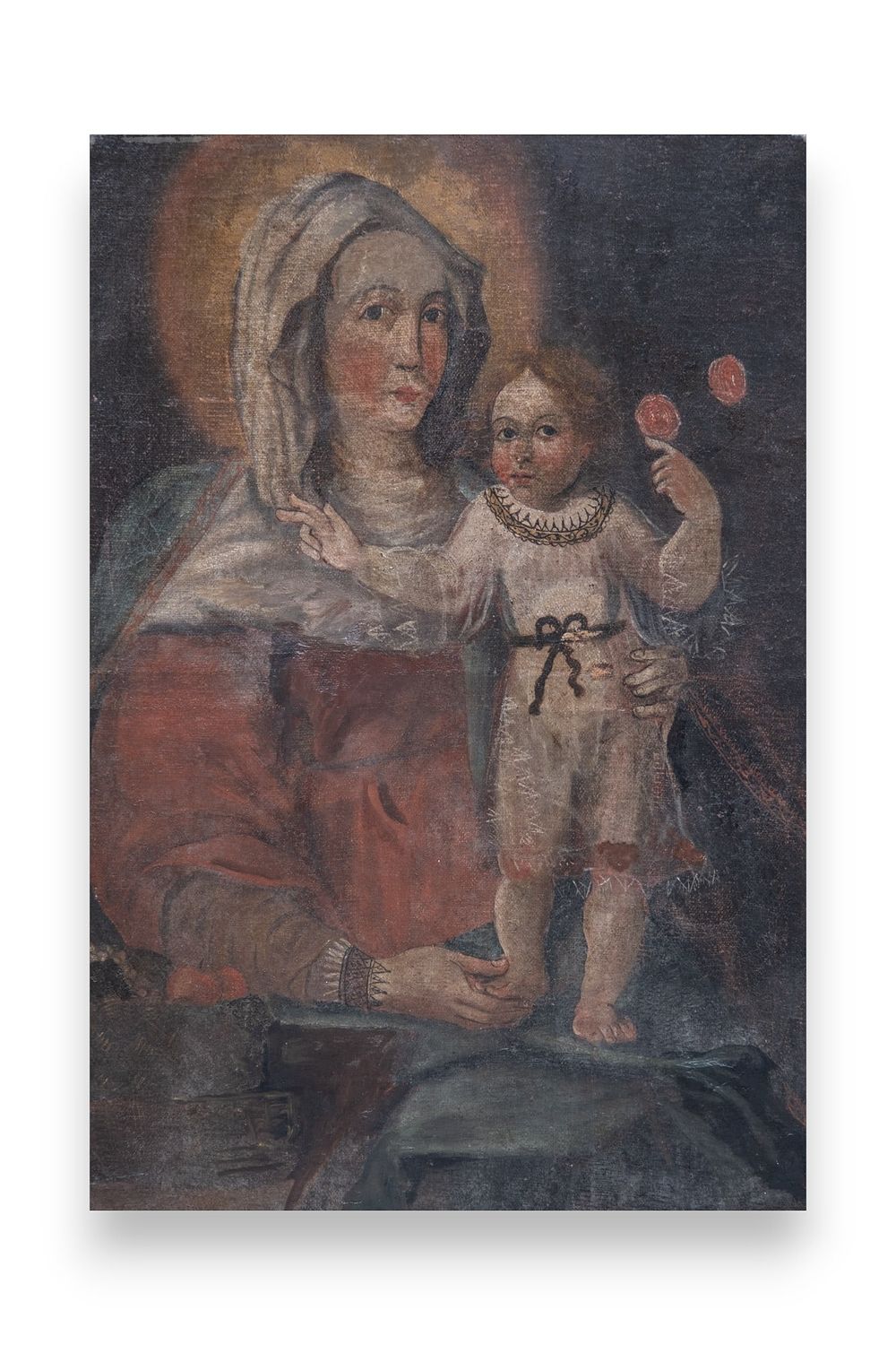 Lot 326: 18th Century Old Master on Panel Madonna with Child Painting