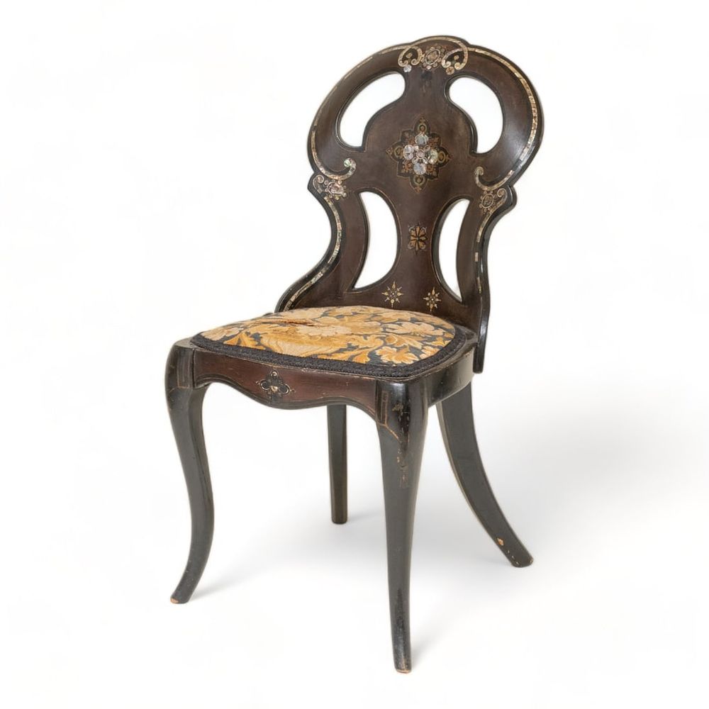 Lot 338: Victorian Inlaid Lacquer Salon Chair, Mid-19th Century