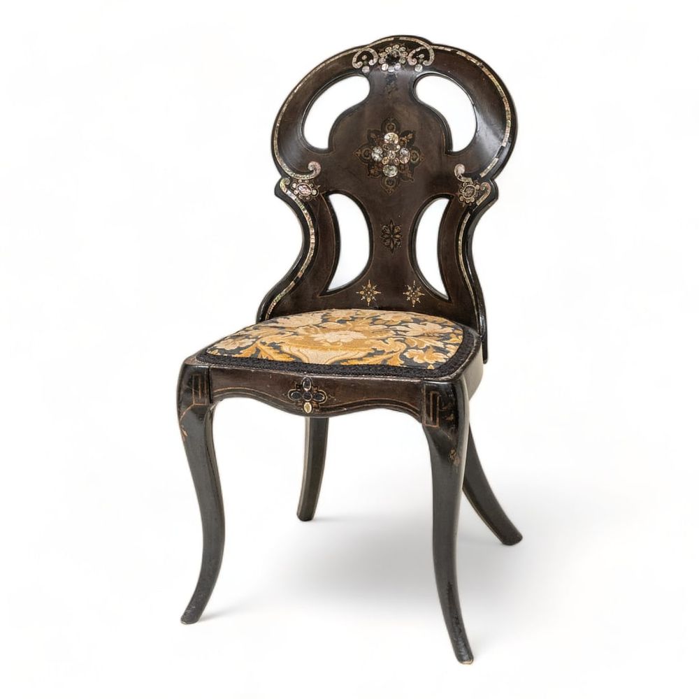 Lot 339: Victorian Inlaid Lacquer Salon Chair, Mid-19th Century