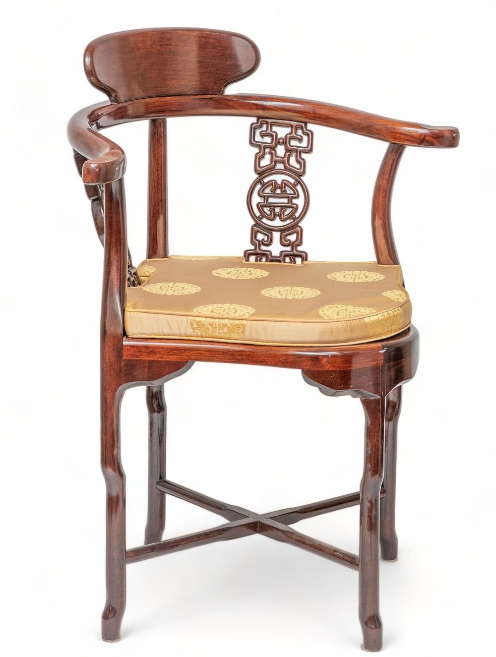 Lot 359: Chinese Openwork Carved Hardwood Corner Chair