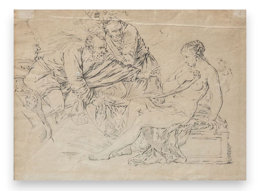 Lot 361: 18th Century Old Master Drawing "Suzanne and the Elders" Christie's Provenance