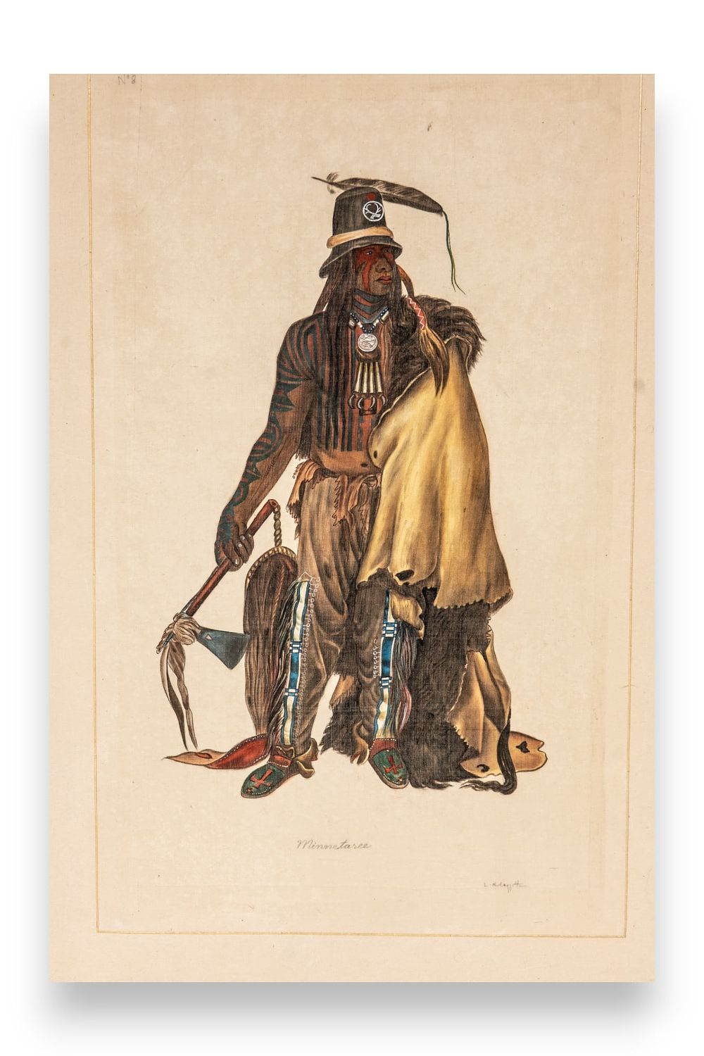 Lot 435: Signed L.R Laffitte Watercolor Painting of a Cree Native American Indian.