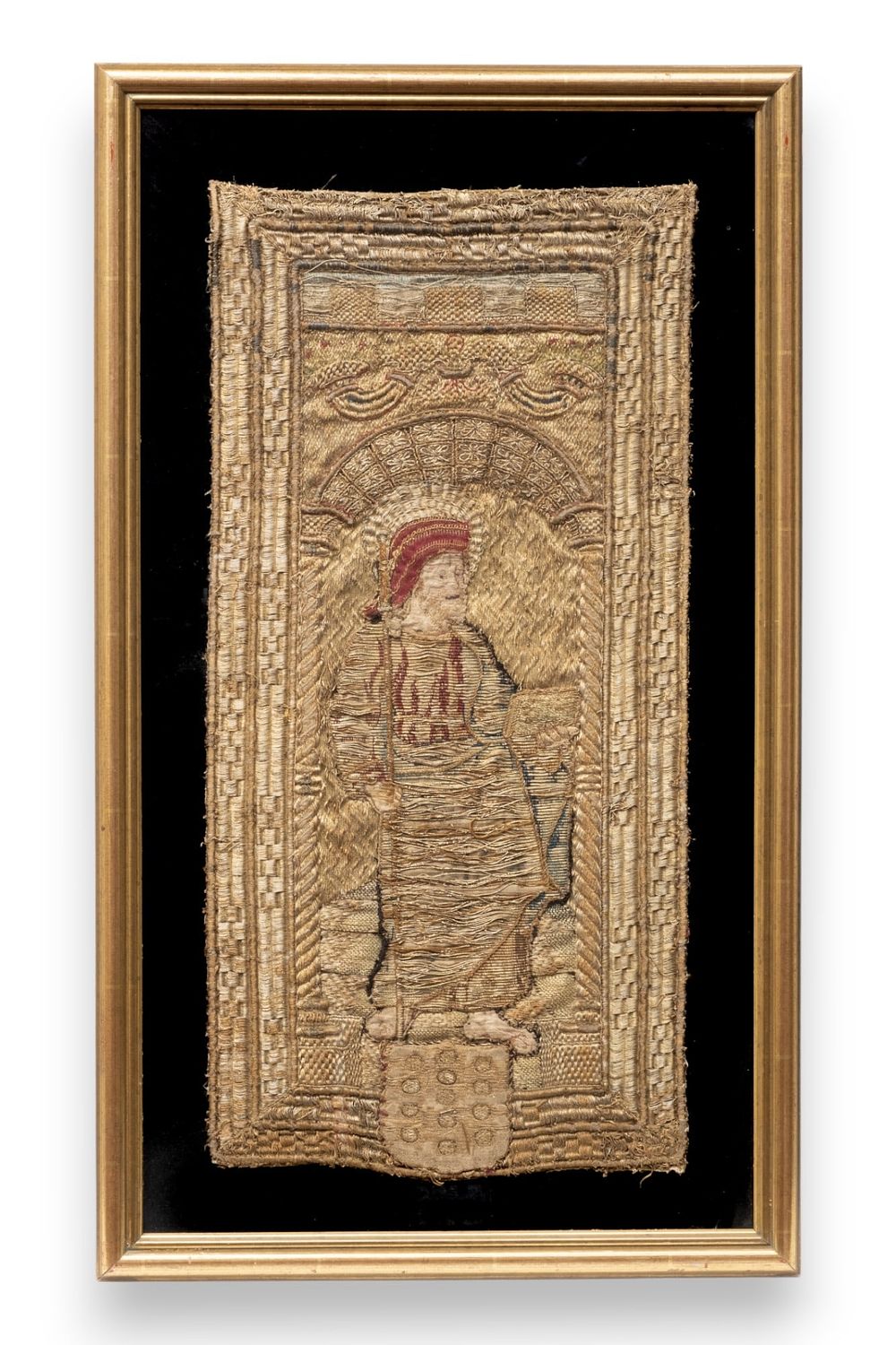 Lot 444: Antique Altar Frontal in Embroidered Fabric, Circa Mid-18th century