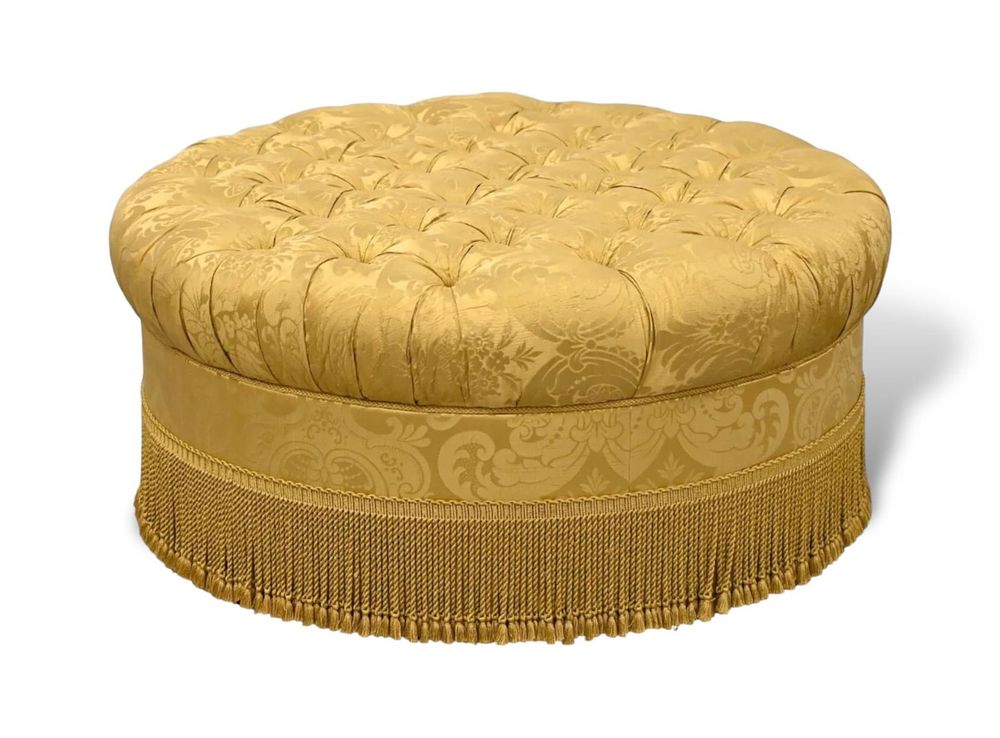 Lot 480: Custom Napoleon III Style Tufted Round Ottoman