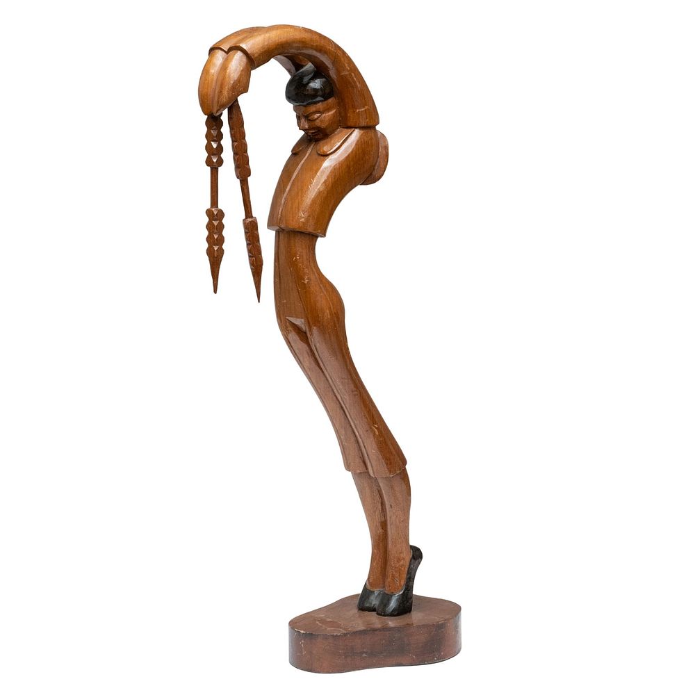 Lot 488: J. Pinal Wood Carved Sculpture Of Matador, Signed