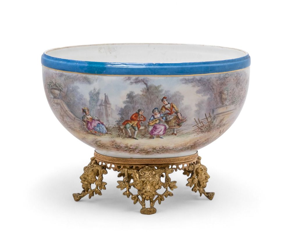Lot 116: Sevres Style Antique Centerpiece, Hand Painted Artist Signed