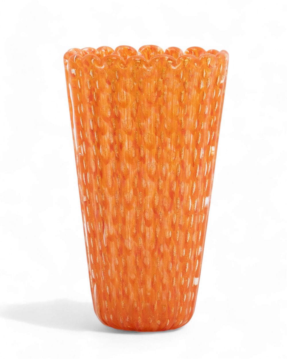 Lot 120: Orange Barovier & Toso Mid Century Murano Art Glass Vase, signed