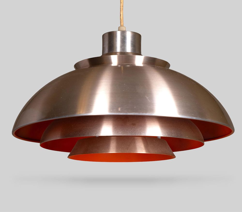 Lot 173: Danish Copper Finish Hanging Pendant Chandelier