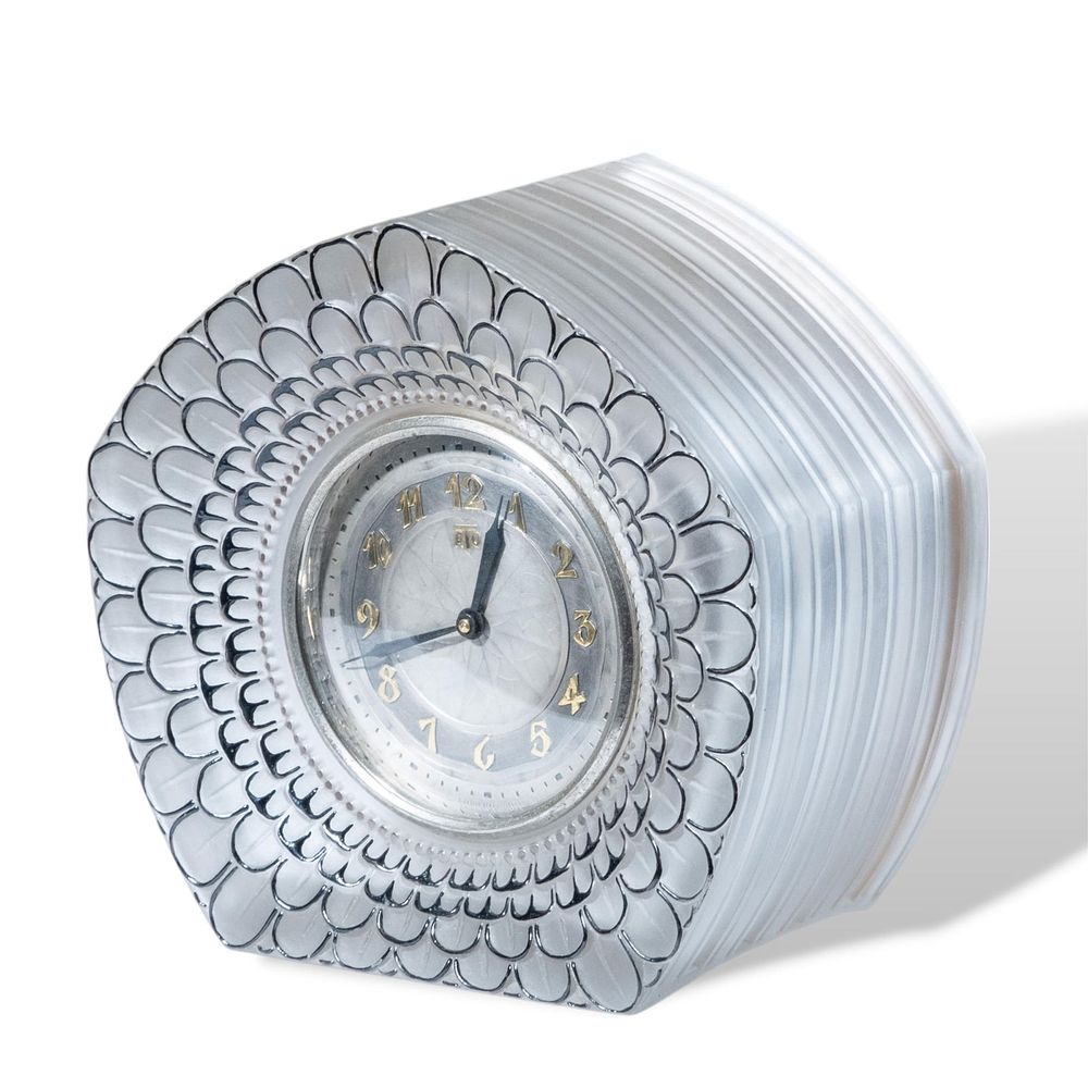 Lot 195: Rene Lalique Classic ATO Leon Hatot Mantle Clock, 1930's