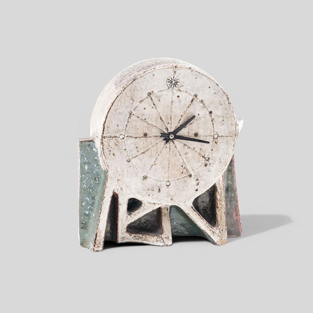 Lot 161: Jean Derval Signed Art Pottery Stoneware Clock, 1925-2010