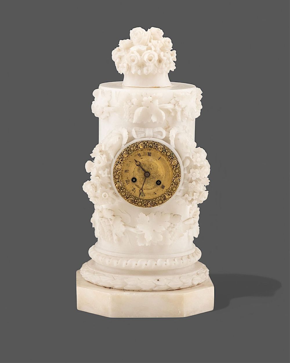 Lot 163: Alabaster Clock Signed Girard Versailles, 19th Century