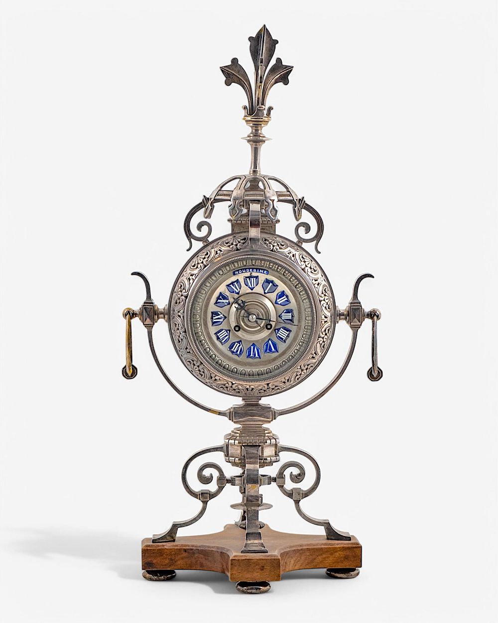 Lot 165: Houberdine Signed 29" French Renaissance Revival Silvered Bronze Mantel Clock 19th/20th Century