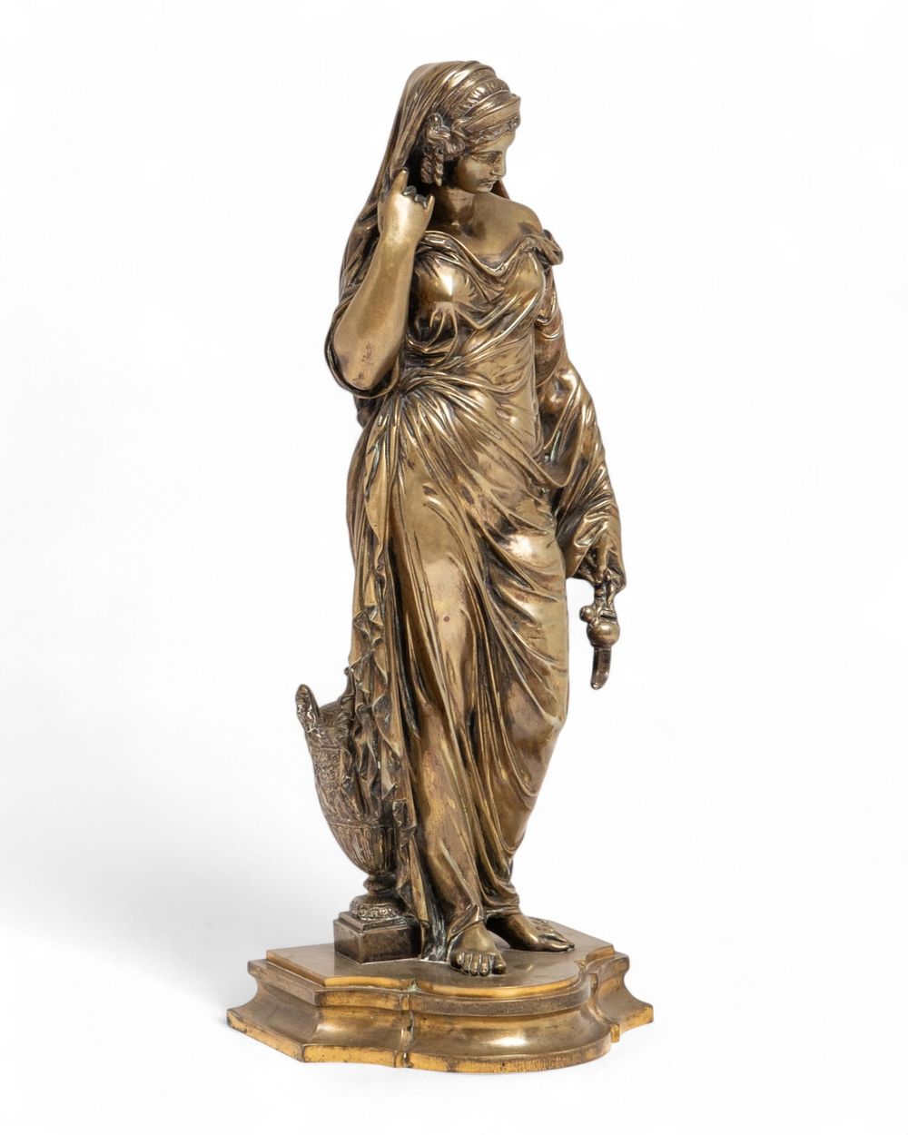 Lot 179: Eugene Louis Lequesne Signed 18" tall Bronze Sculpture, Vestal Virgin, 19th Century