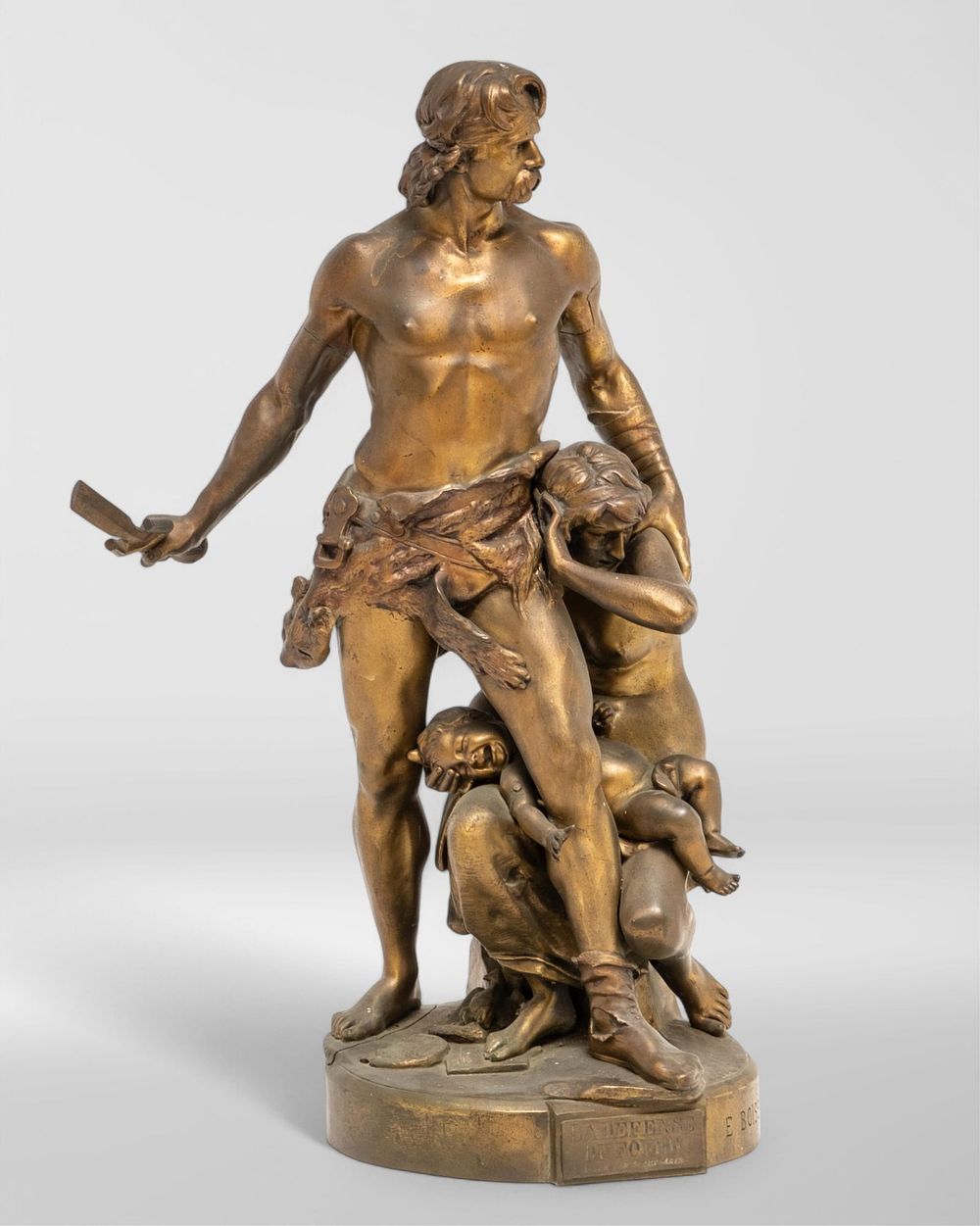 Lot 253: Emile Andre Boisseau, “Defending the Household", Bronze Sculpture, 19th Century