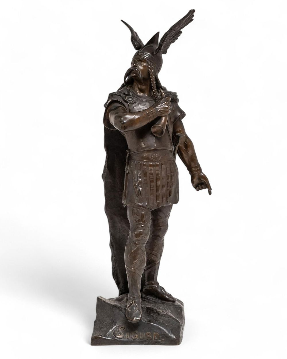 Lot 261: Large 31" Auguste de Wever Signed “Sigurd" Bronze Proof Sculpture, 19th Century