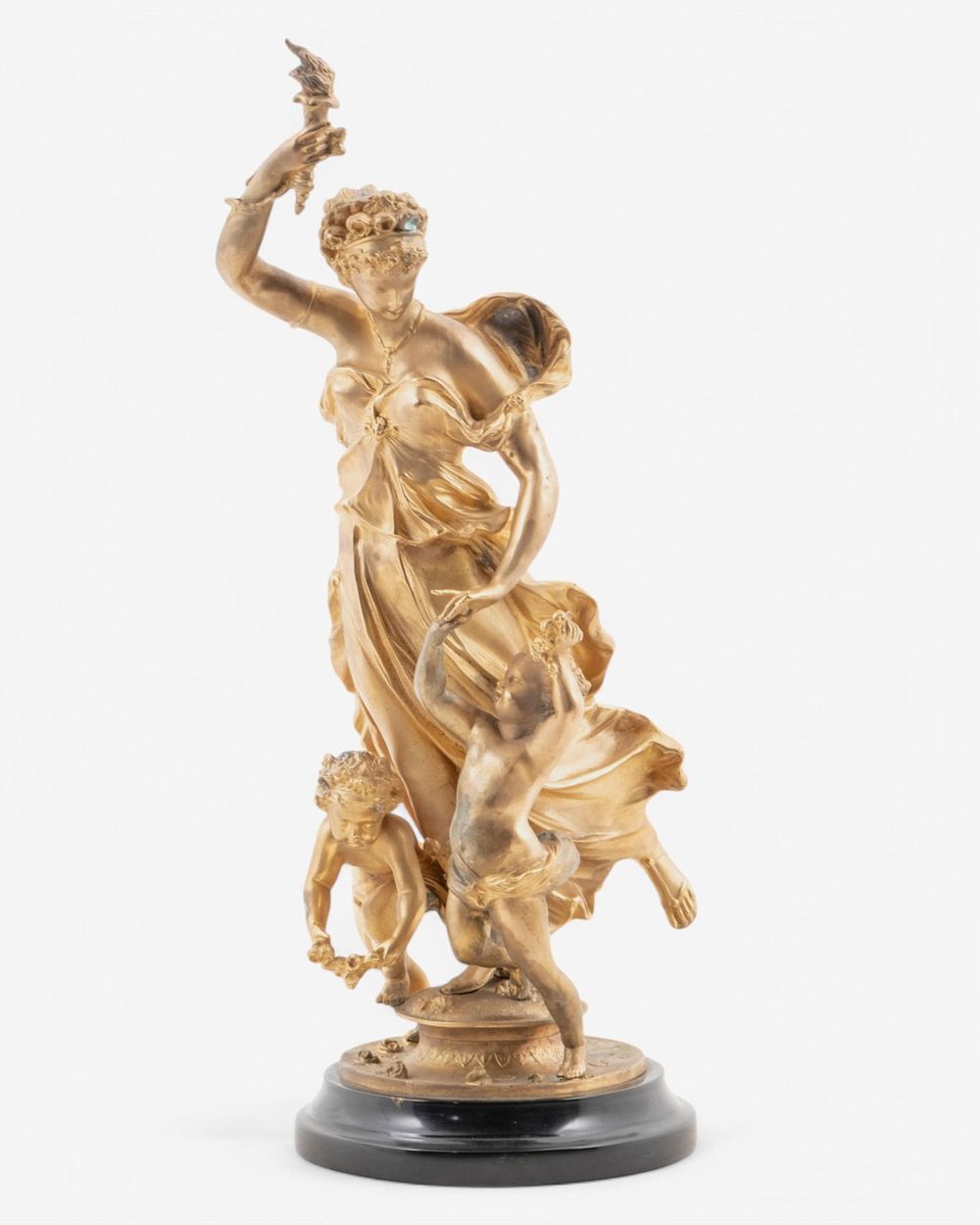 Lot 262: Auguste Poitevin Signed 26" Gilt Bronze Sculpture, 19th Century